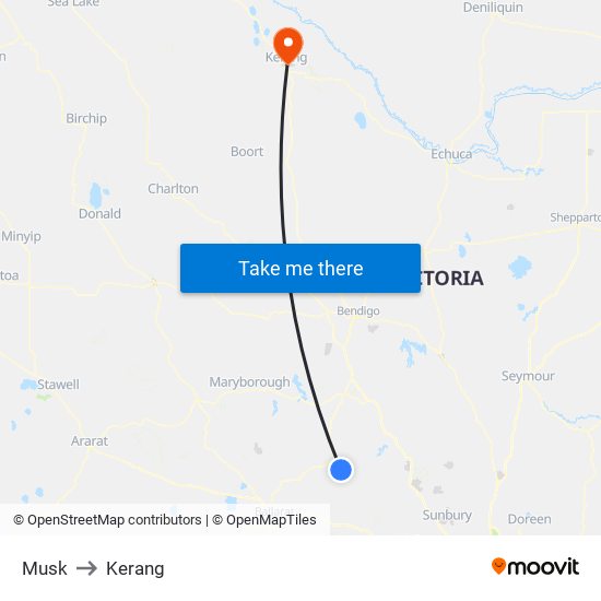 Musk to Kerang map