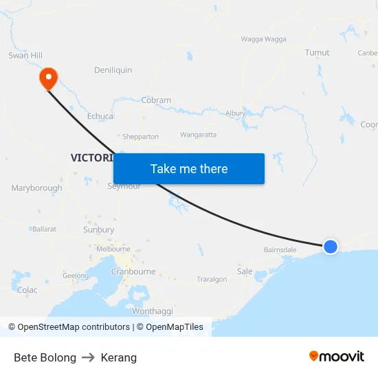 Bete Bolong to Kerang map