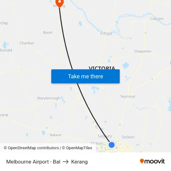 Melbourne Airport - Bal to Kerang map