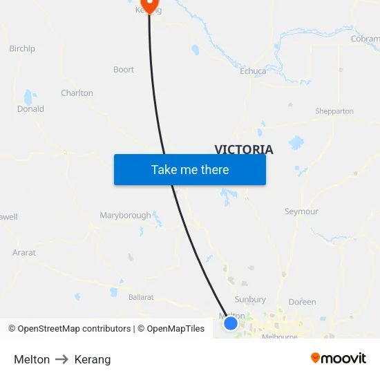 Melton to Kerang map