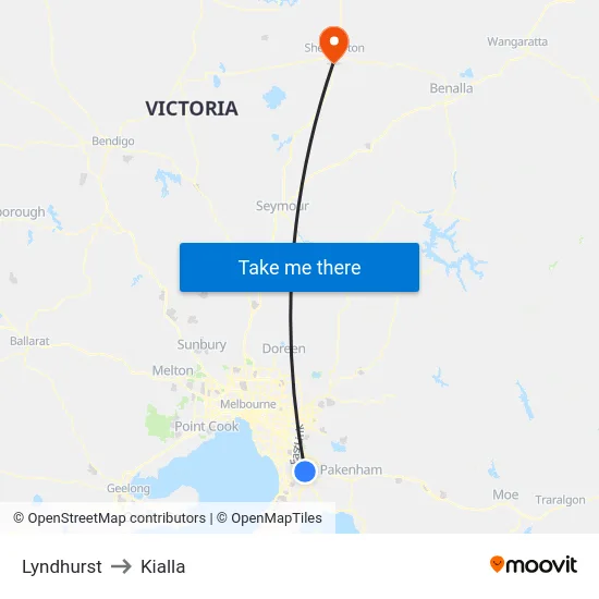 Lyndhurst to Kialla map