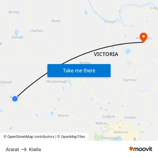 Ararat to Kialla map