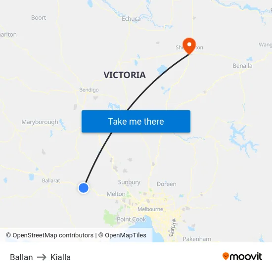 Ballan to Kialla map