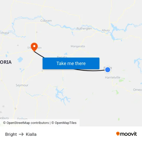 Bright to Kialla map