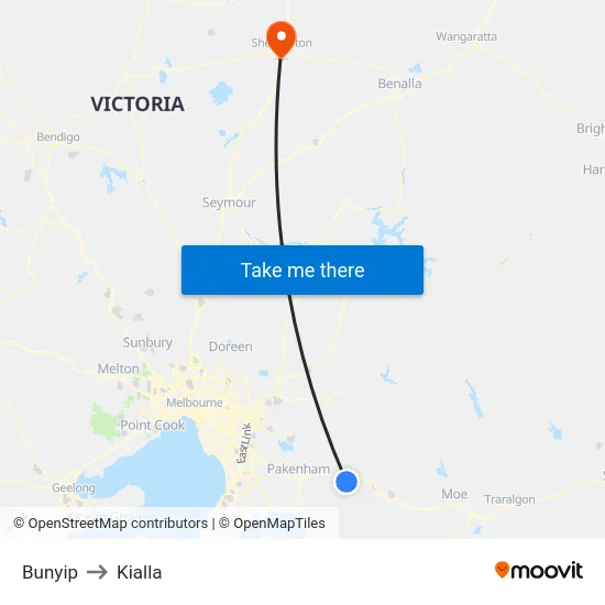 Bunyip to Kialla map