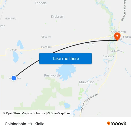 Colbinabbin to Kialla map