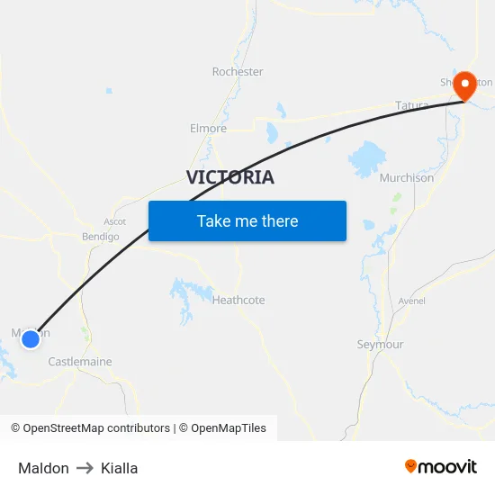 Maldon to Kialla map