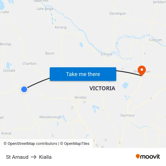 St Arnaud to Kialla map