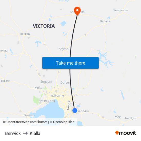 Berwick to Kialla map