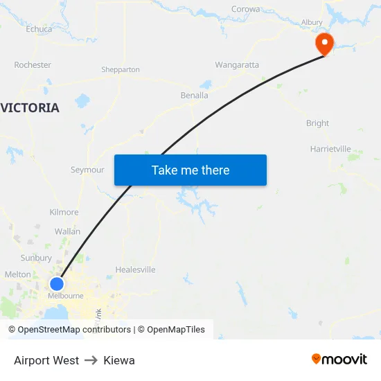 Airport West to Kiewa map
