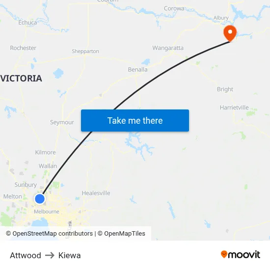 Attwood to Kiewa map