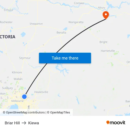Briar Hill to Kiewa map