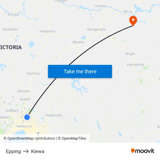 Epping to Kiewa map