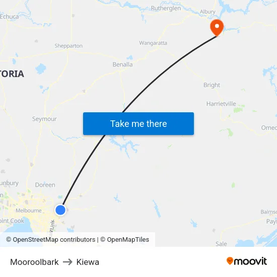 Mooroolbark to Kiewa map