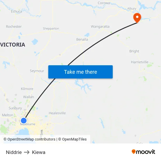Niddrie to Kiewa map