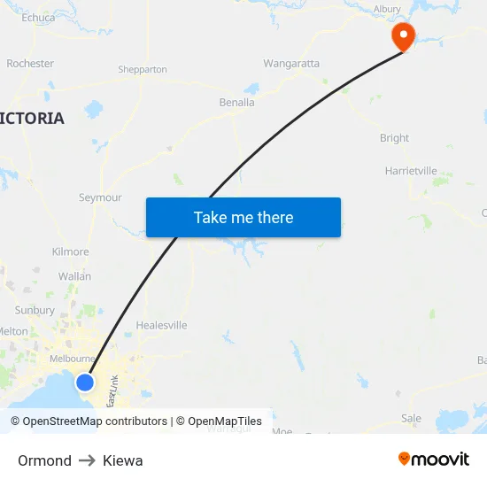 Ormond to Kiewa map