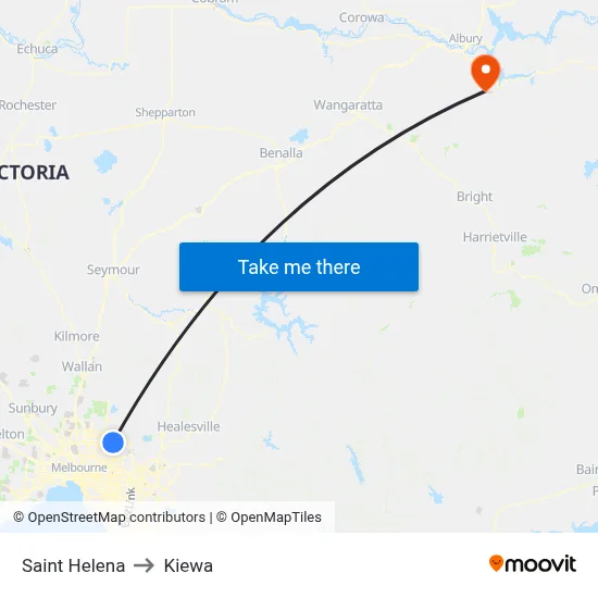 Saint Helena to Kiewa map