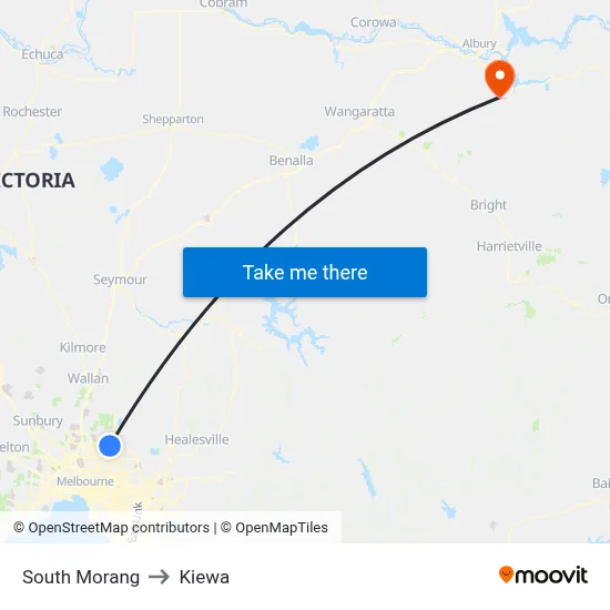 South Morang to Kiewa map