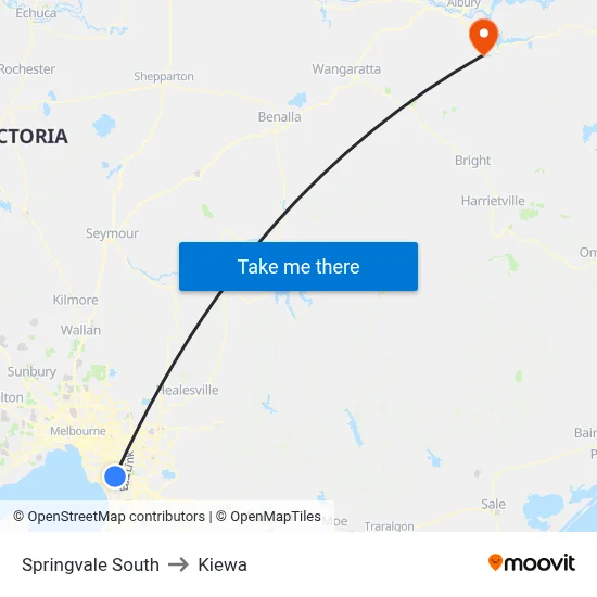Springvale South to Kiewa map