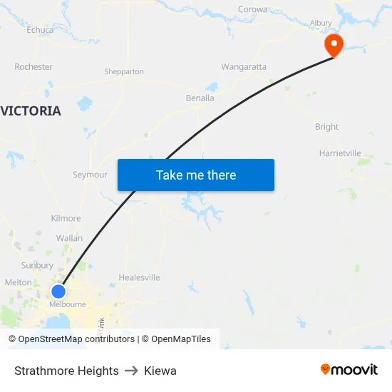 Strathmore Heights to Kiewa map