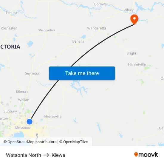 Watsonia North to Kiewa map