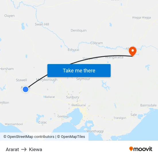 Ararat to Kiewa map