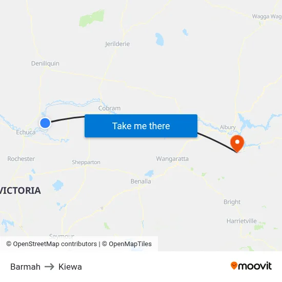 Barmah to Kiewa map