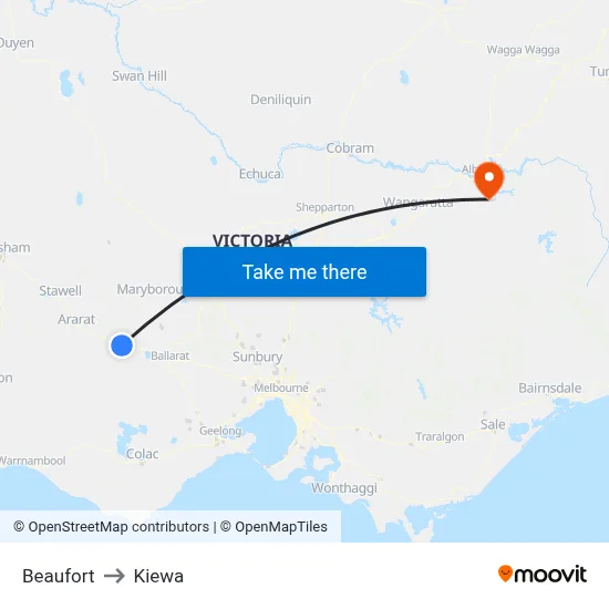 Beaufort to Kiewa map