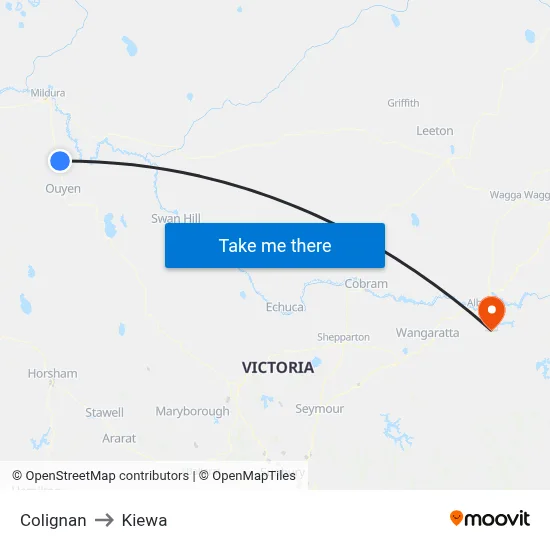 Colignan to Kiewa map