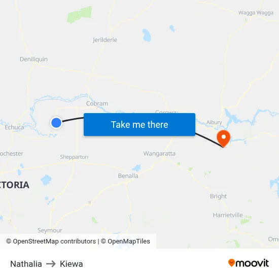Nathalia to Kiewa map