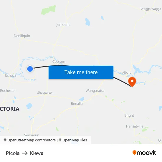Picola to Kiewa map