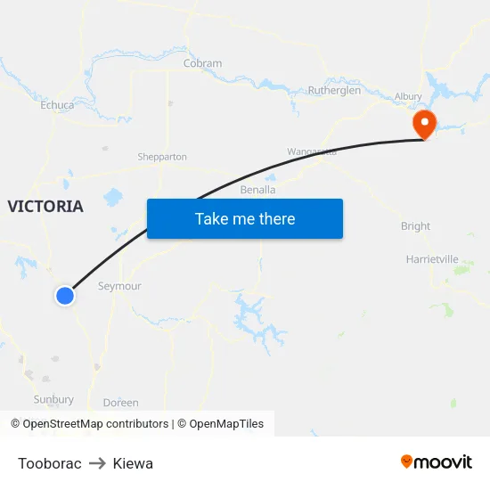 Tooborac to Kiewa map