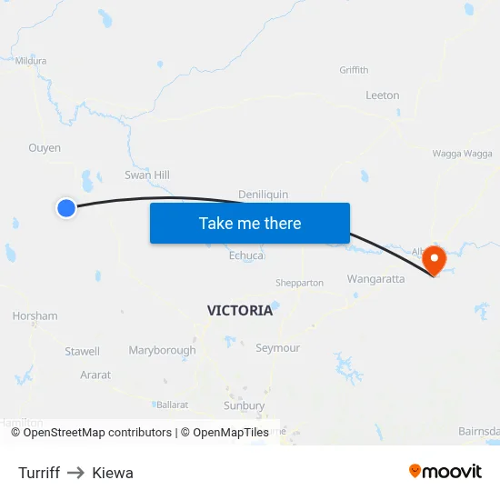 Turriff to Kiewa map
