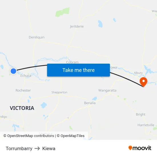 Torrumbarry to Kiewa map