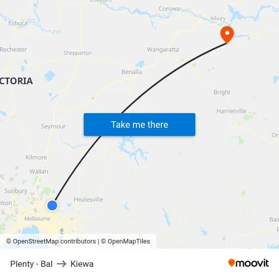 Plenty - Bal to Kiewa map