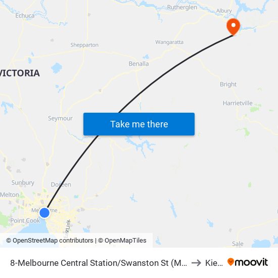 8-Melbourne Central Station/Swanston St (Melbourne City) to Kiewa map
