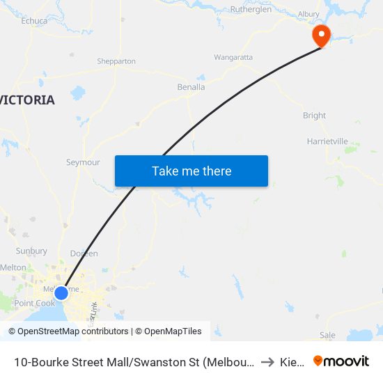 10-Bourke Street Mall/Swanston St (Melbourne City) to Kiewa map