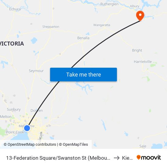 13-Federation Square/Swanston St (Melbourne City) to Kiewa map