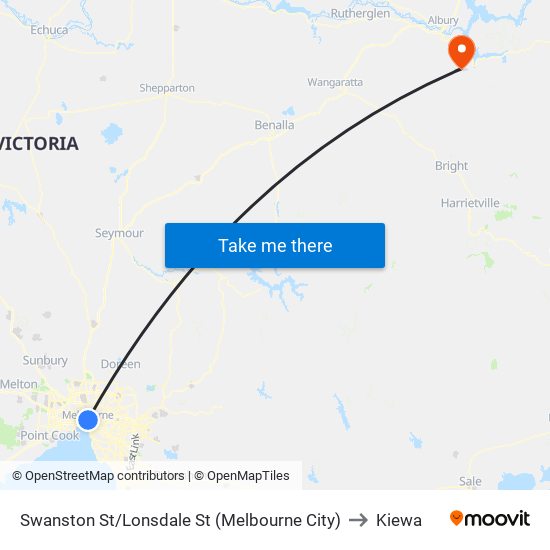 Swanston St/Lonsdale St (Melbourne City) to Kiewa map