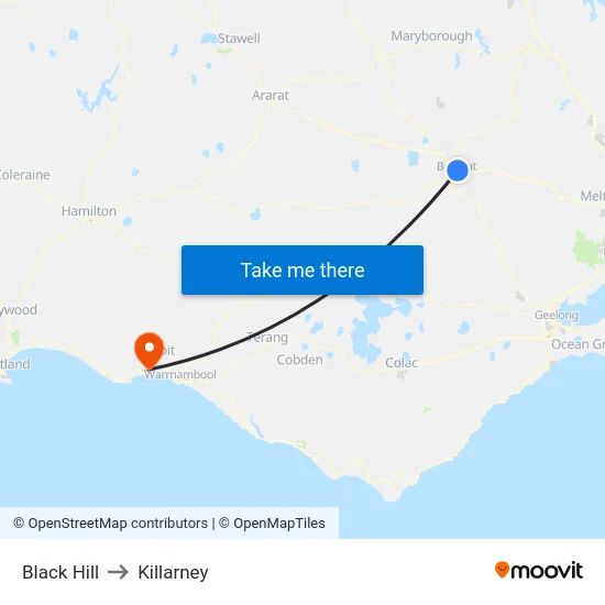 Black Hill to Killarney map
