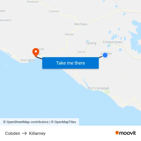 Cobden to Killarney map