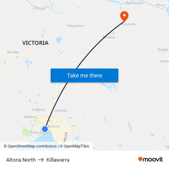 Altona North to Killawarra map