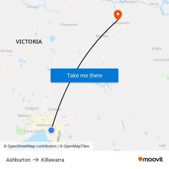 Ashburton to Killawarra map