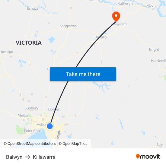 Balwyn to Killawarra map