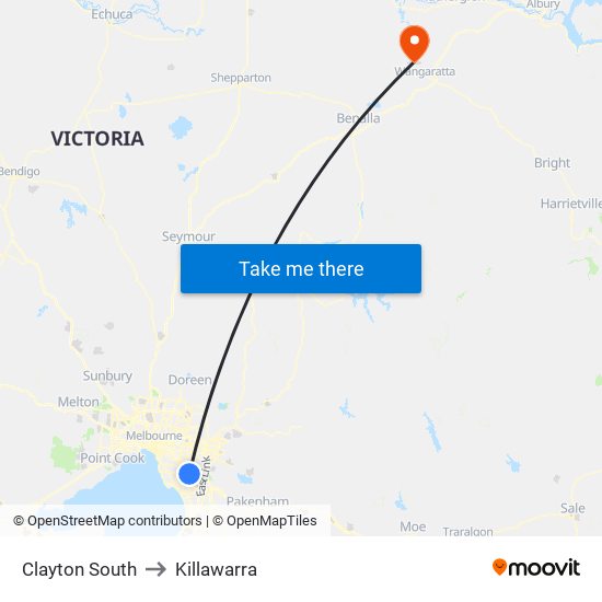 Clayton South to Killawarra map