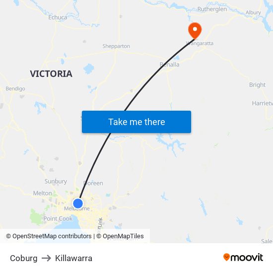 Coburg to Killawarra map