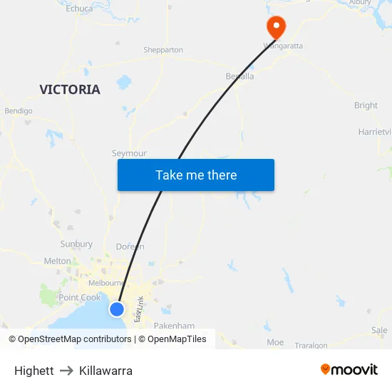 Highett to Killawarra map