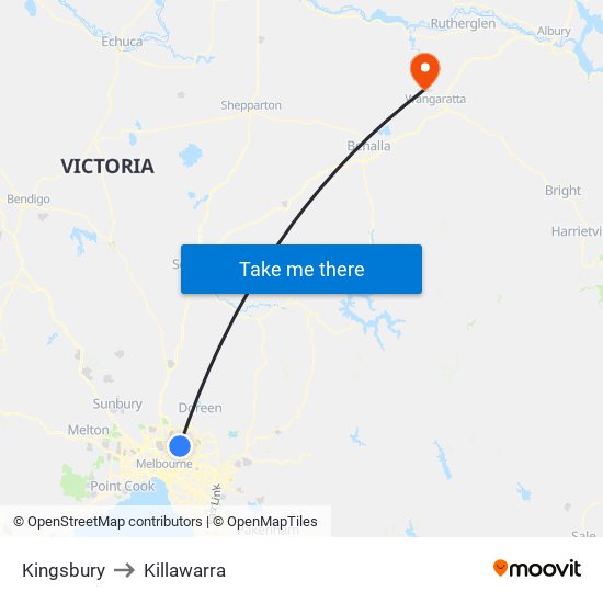 Kingsbury to Killawarra map