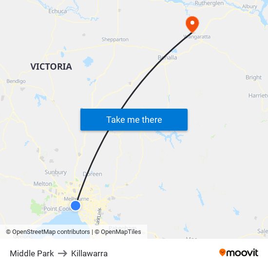 Middle Park to Killawarra map