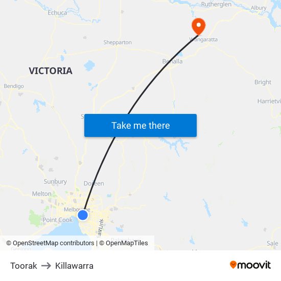 Toorak to Killawarra map
